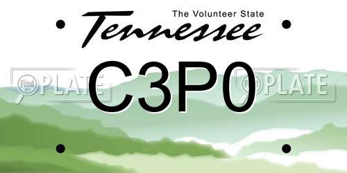 C3P0 Tennessee License Plate