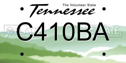 C410BA Tennessee License Plate