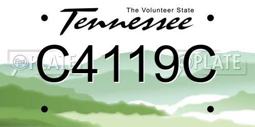 C4119C Tennessee License Plate