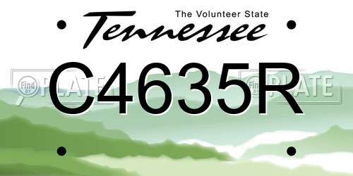 C4635R Tennessee License Plate