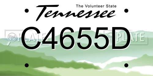 C4655D Tennessee License Plate