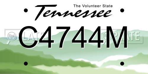 C4744M Tennessee License Plate