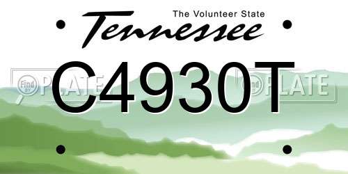 C4930T Tennessee License Plate