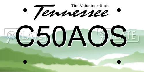 C50AOS Tennessee License Plate