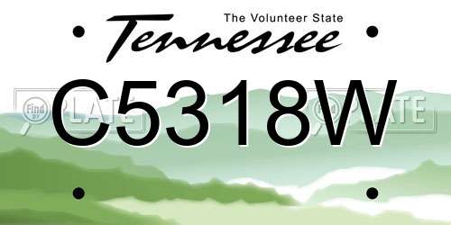 C5318W Tennessee License Plate