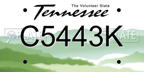C5443K Tennessee License Plate