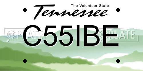 C55IBE Tennessee License Plate