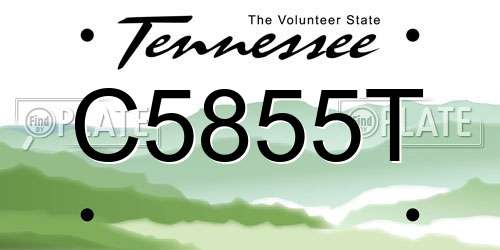 C5855T Tennessee License Plate