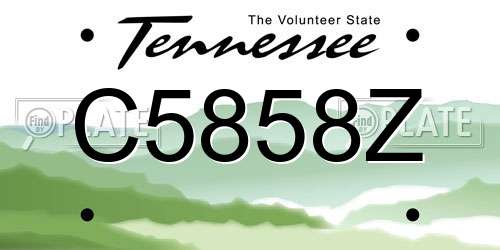 C5858Z Tennessee License Plate