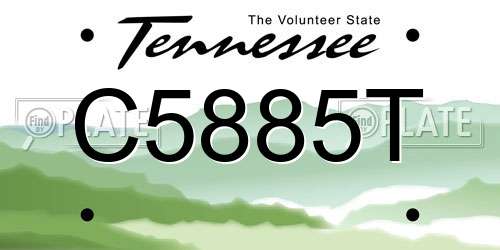C5885T Tennessee License Plate