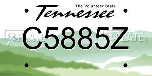 C5885Z Tennessee License Plate