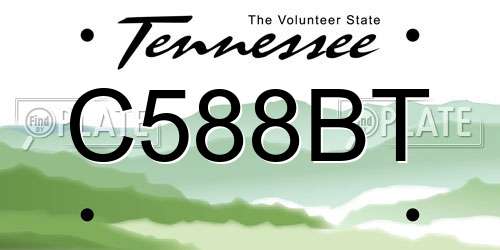 C588BT Tennessee License Plate