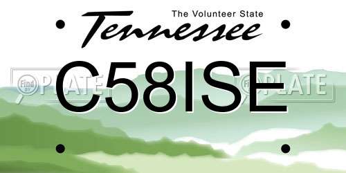 C58ISE Tennessee License Plate
