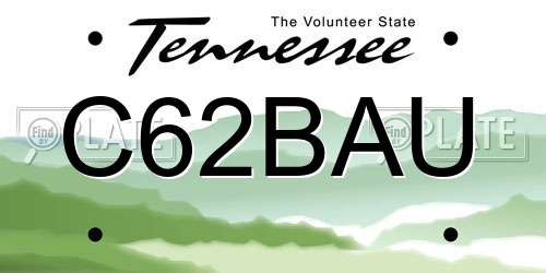 C62BAU Tennessee License Plate
