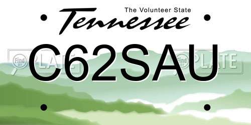 C62SAU Tennessee License Plate