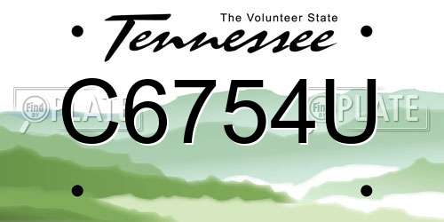 C6754U Tennessee License Plate