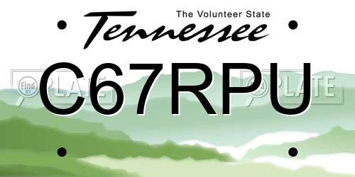 C67RPU Tennessee License Plate