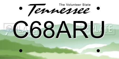 C68ARU Tennessee License Plate