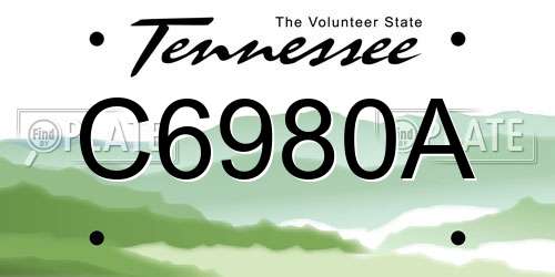 C6980A Tennessee License Plate