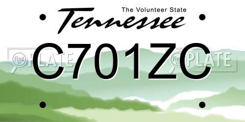 C701ZC Tennessee License Plate