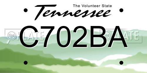 C702BA Tennessee License Plate