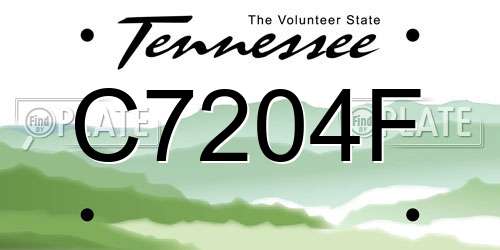 C7204F Tennessee License Plate