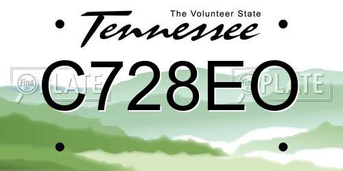 C728EO Tennessee License Plate