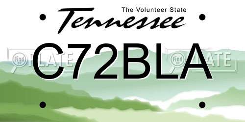 C72BLA Tennessee License Plate