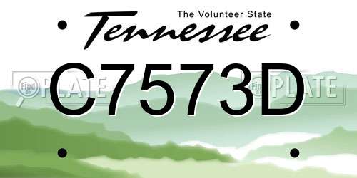 C7573D Tennessee License Plate