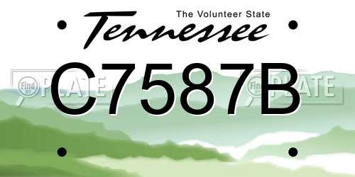 C7587B Tennessee License Plate