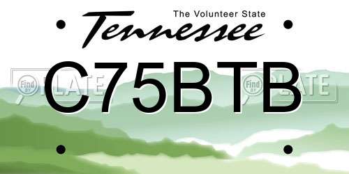 C75BTB Tennessee License Plate