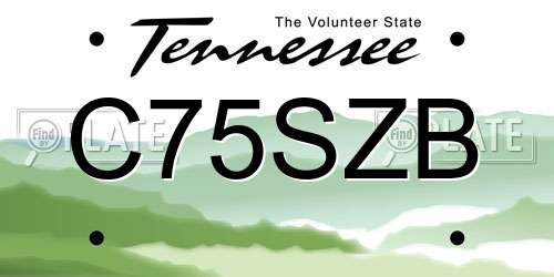 C75SZB Tennessee License Plate