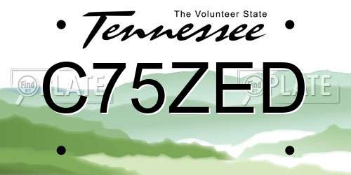 C75ZED Tennessee License Plate