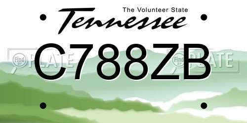 C788ZB Tennessee License Plate