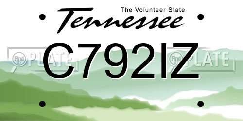 C792IZ Tennessee License Plate