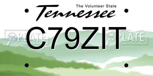 C79ZIT Tennessee License Plate