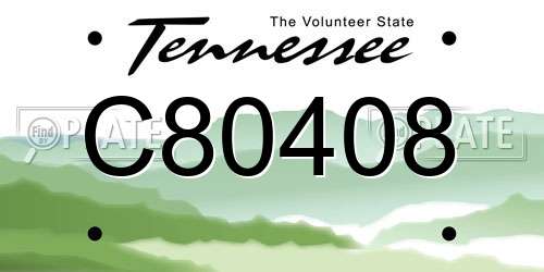 C80408 Tennessee License Plate