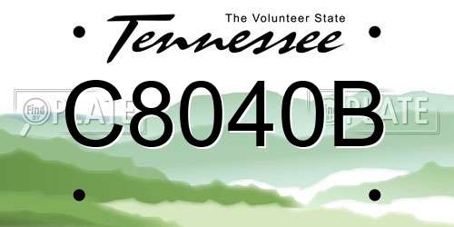 C8040B Tennessee License Plate