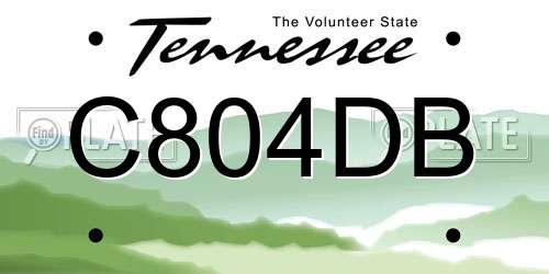 C804DB Tennessee License Plate