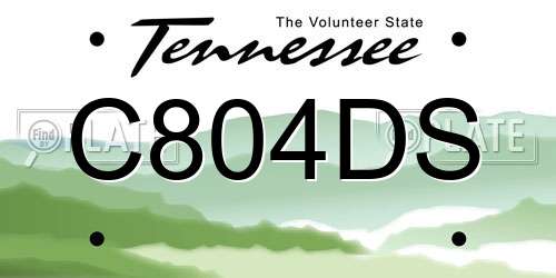 C804DS Tennessee License Plate