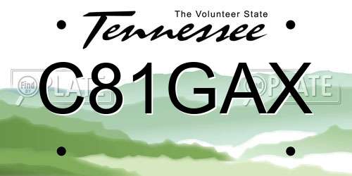 C81GAX Tennessee License Plate