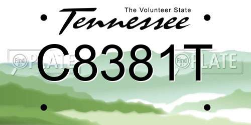 C8381T Tennessee License Plate