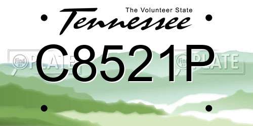 C8521P Tennessee License Plate
