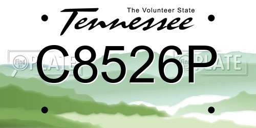 C8526P Tennessee License Plate