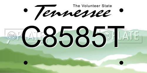 C8585T Tennessee License Plate
