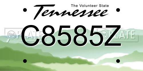 C8585Z Tennessee License Plate
