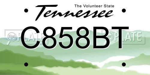 C858BT Tennessee License Plate