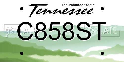 C858ST Tennessee License Plate