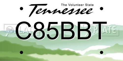 C85BBT Tennessee License Plate