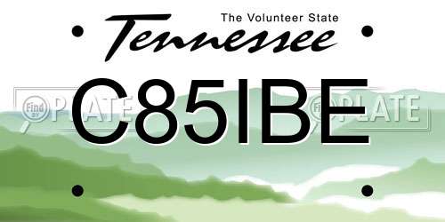 C85IBE Tennessee License Plate